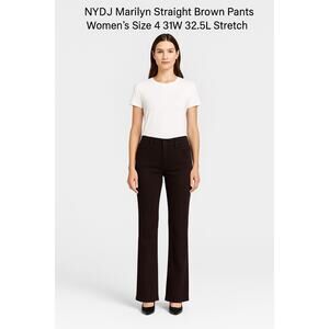 NYDJ Marilyn Straight Brown Pants Women’s Size 4 31W 32.5L Stretch